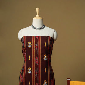 Maroon - sambalpuri ikat handloom cotton 3pc unstitched