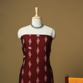 Maroon - sambalpuri ikat handloom cotton 3pc unstitched