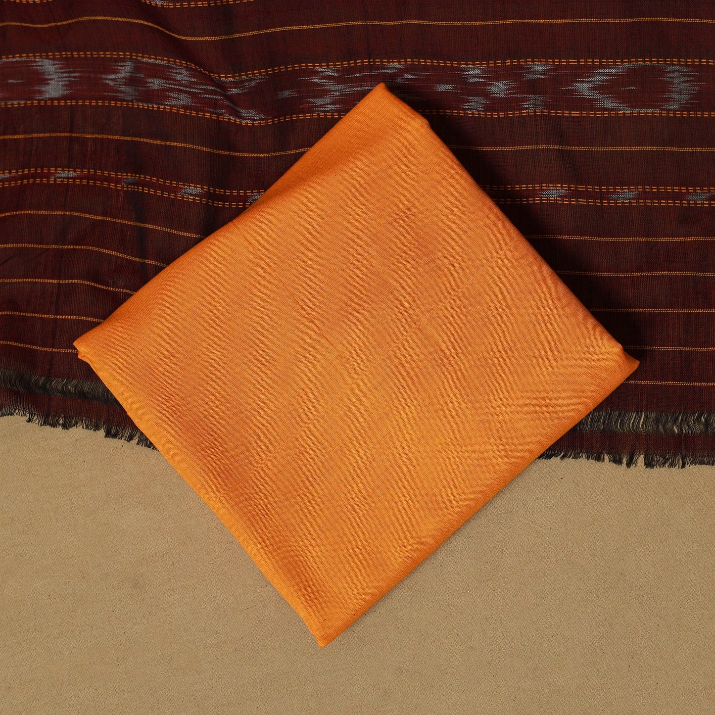 Maroon - sambalpuri ikat handloom cotton 3pc unstitched