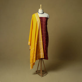 Sambalpuri ikat handloom embroidered cotton 3pc unstitched