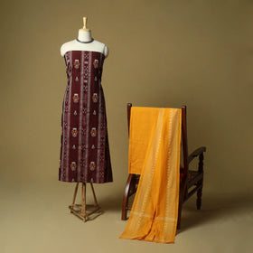 Sambalpuri ikat handloom embroidered cotton 3pc unstitched