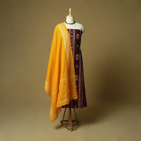 Sambalpuri ikat handloom embroidered cotton 3pc unstitched