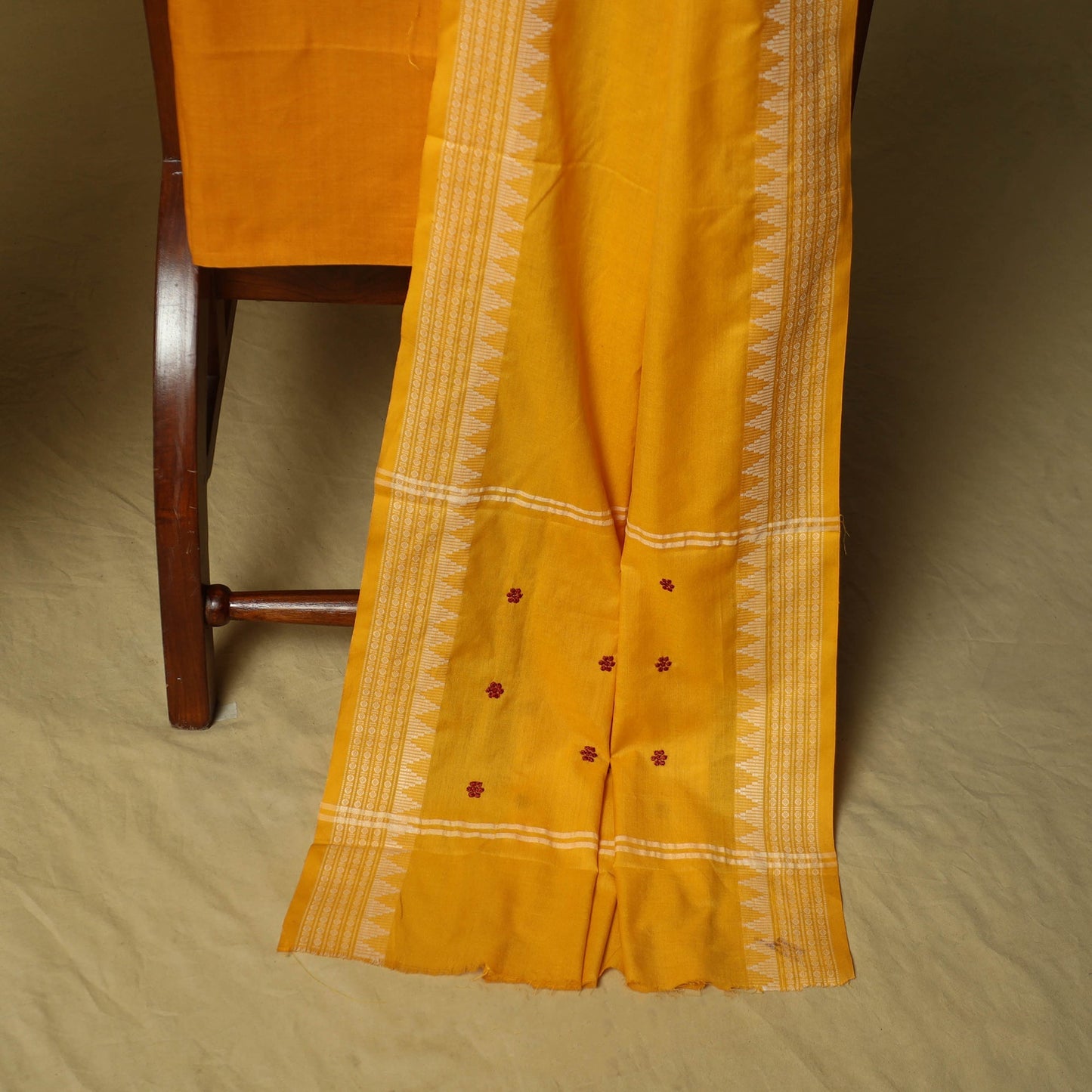 Sambalpuri ikat handloom embroidered cotton 3pc unstitched