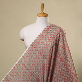  Maroon Sanganeri Block Print Cotton Fabric