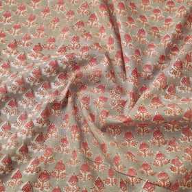  Maroon Sanganeri Block Print Cotton Fabric