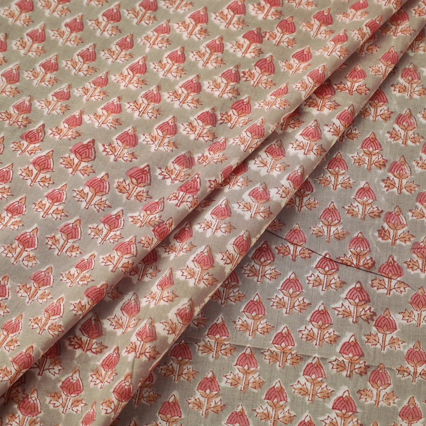  Maroon Sanganeri Block Print Cotton Fabric