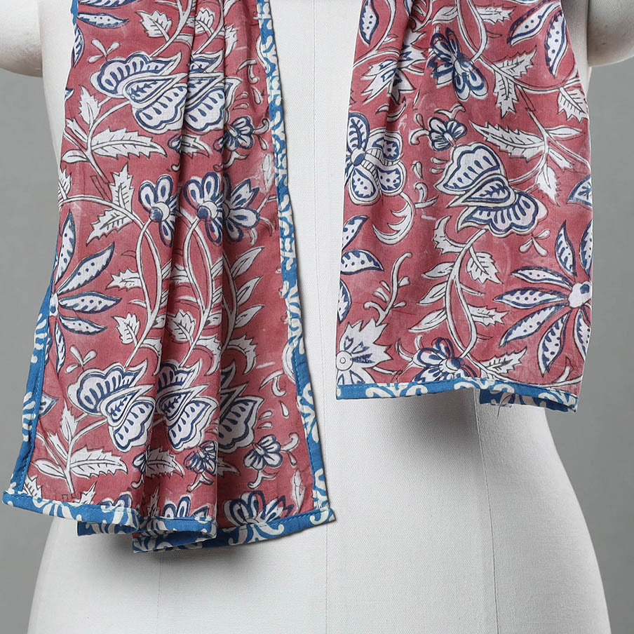 Maroon - sanganeri cotton stole 10 - handcrafted