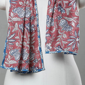 Maroon - sanganeri cotton stole 10 - handcrafted