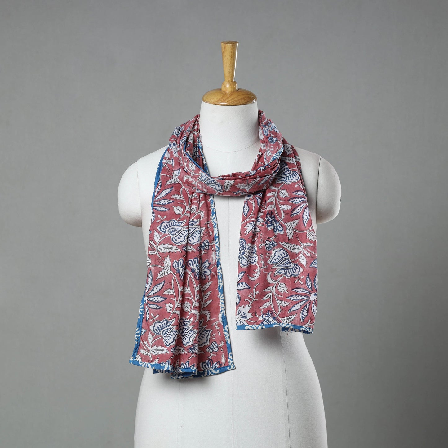 Maroon - sanganeri cotton stole 10 - handcrafted