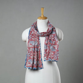 Maroon - sanganeri cotton stole 10 - handcrafted