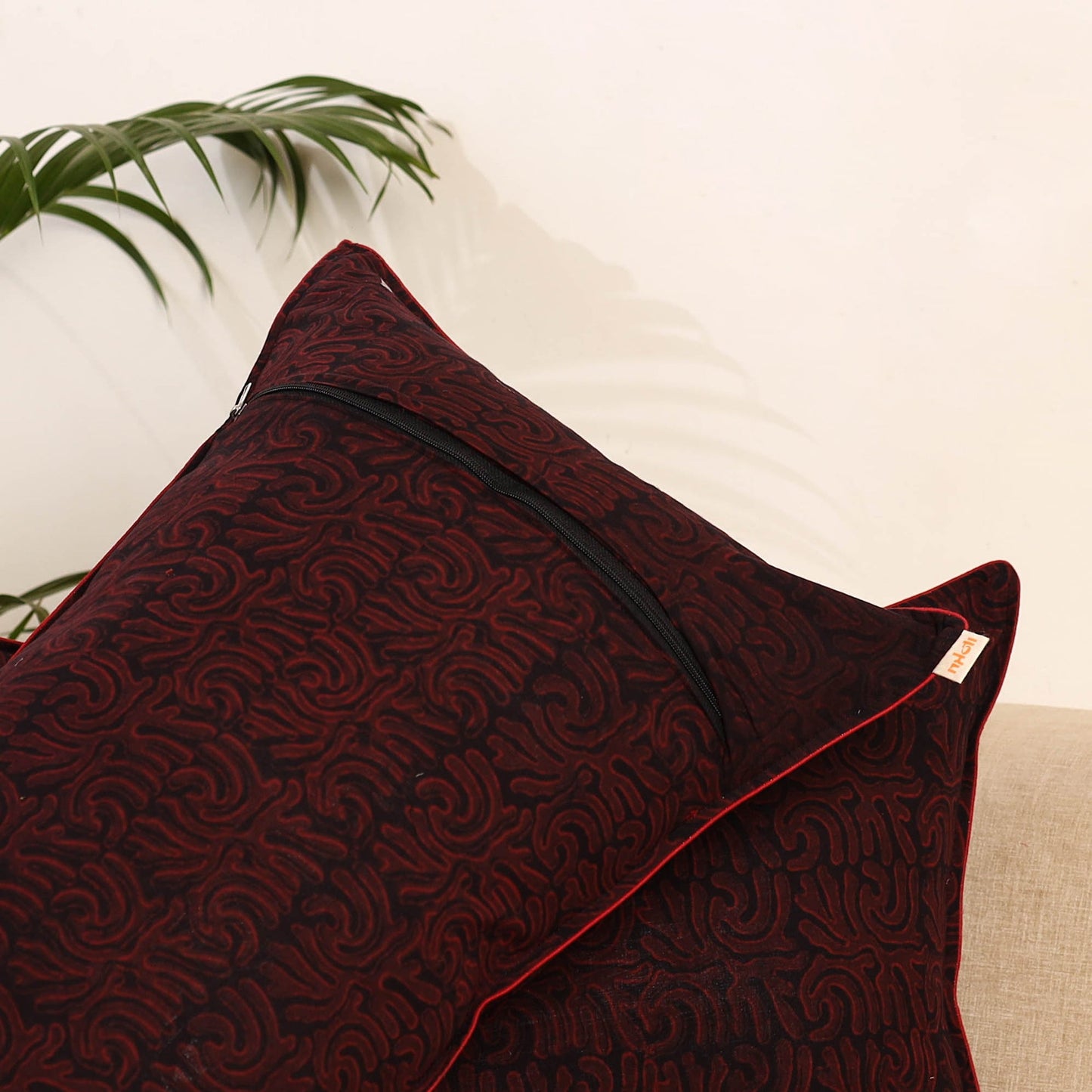 Maroon - set of 2 akola hand pillow covers 102 - handcrafted