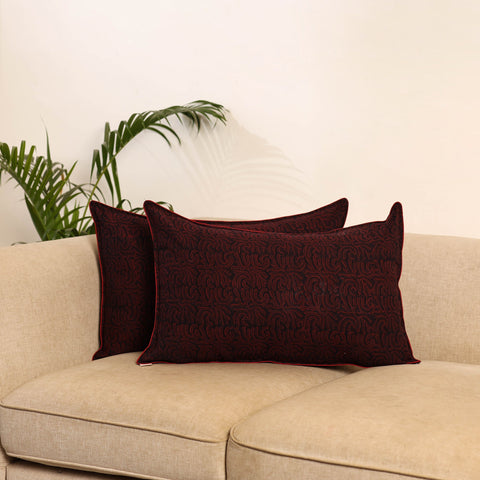 Maroon - set of 2 akola hand pillow covers 102 - handcrafted