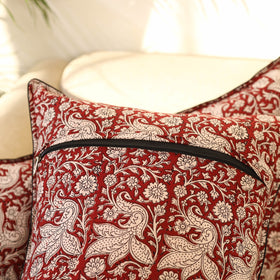Buy Set of 2 Maroon Bagh Block Print Cotton Pillow Covers 