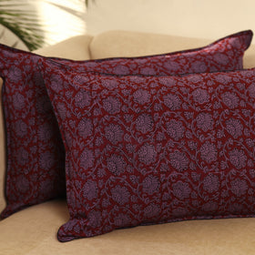 Buy Set of 2 Maroon Bagh Block Print Cotton Pillow Covers 
