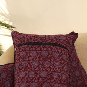 Buy Set of 2 Maroon Bagh Block Print Cotton Pillow Covers 