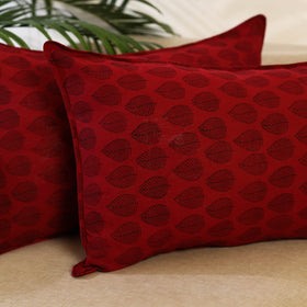 Buy Set of 2 Maroon Bagh Block Print Cotton Pillow Covers