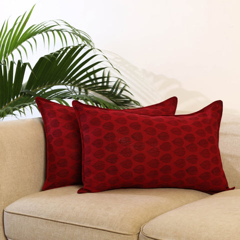 Buy Set of 2 Maroon Bagh Block Print Cotton Pillow Covers