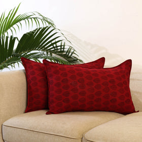 Buy Set of 2 Maroon Bagh Block Print Cotton Pillow Covers