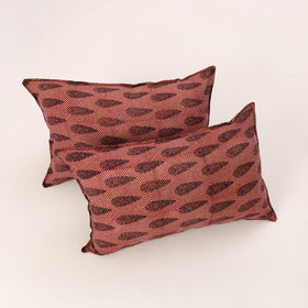 Set of 2 Maroon Bagh Block Print Cotton Pillow Covers