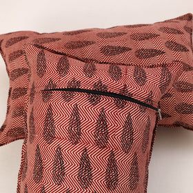 Set of 2 Maroon Bagh Block Print Cotton Pillow Covers