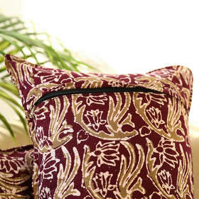 Maroon - set of 2 hand batik cotton pillow covers 11