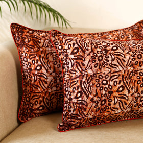 Maroon - set of 2 hand batik cotton pillow covers 20