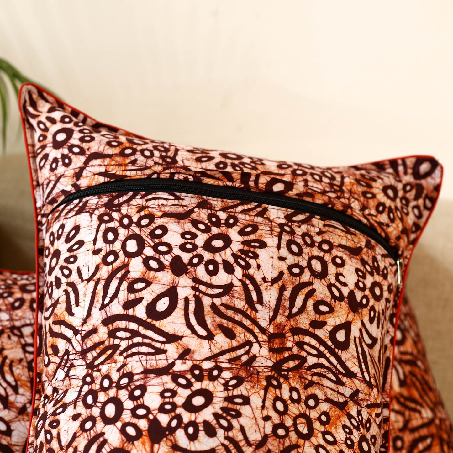 Maroon - set of 2 hand batik cotton pillow covers 20