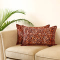 Maroon - set of 2 hand batik cotton pillow covers 20