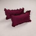 Maroon - set of 2 handcrafted cotton frill pillow covers 14