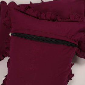 Maroon - set of 2 handcrafted cotton frill pillow covers 14