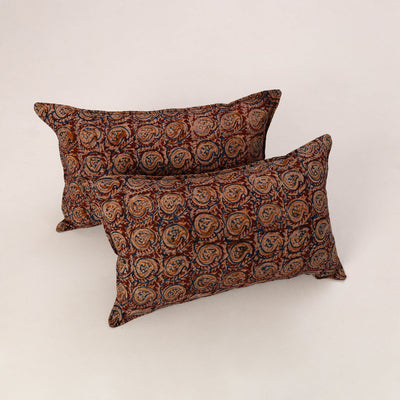 Maroon - set of 2 kalamkari cotton pillow covers 34