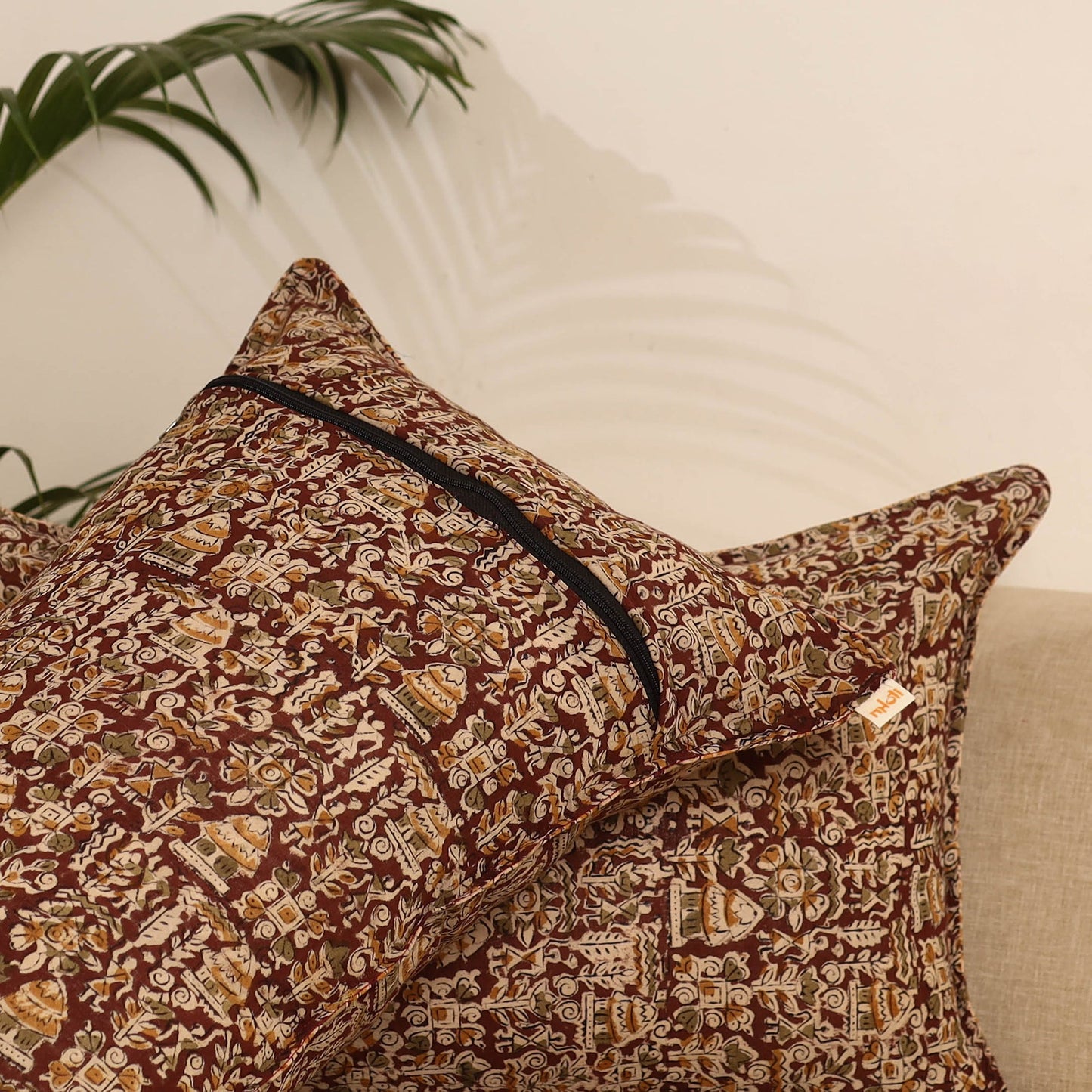 Maroon - set of 2 kalamkari hand pillow covers 33