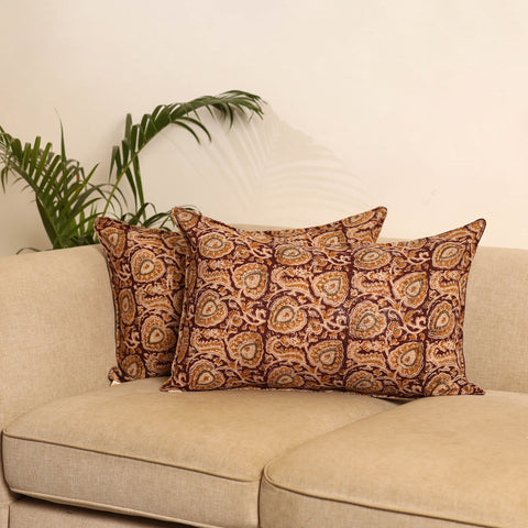 Maroon - set of 2 kalamkari hand pillow covers 35