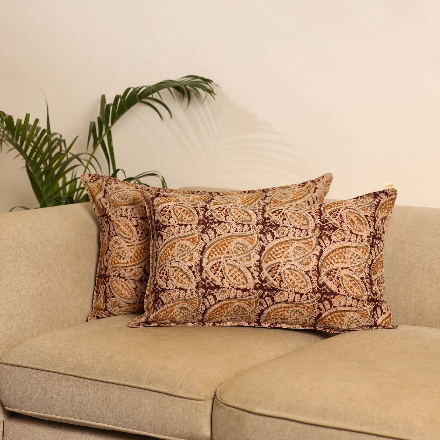 Maroon - set of 2 kalamkari hand pillow covers 36