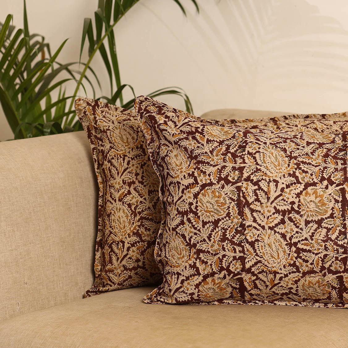 Maroon - set of 2 kalamkari hand pillow covers 38