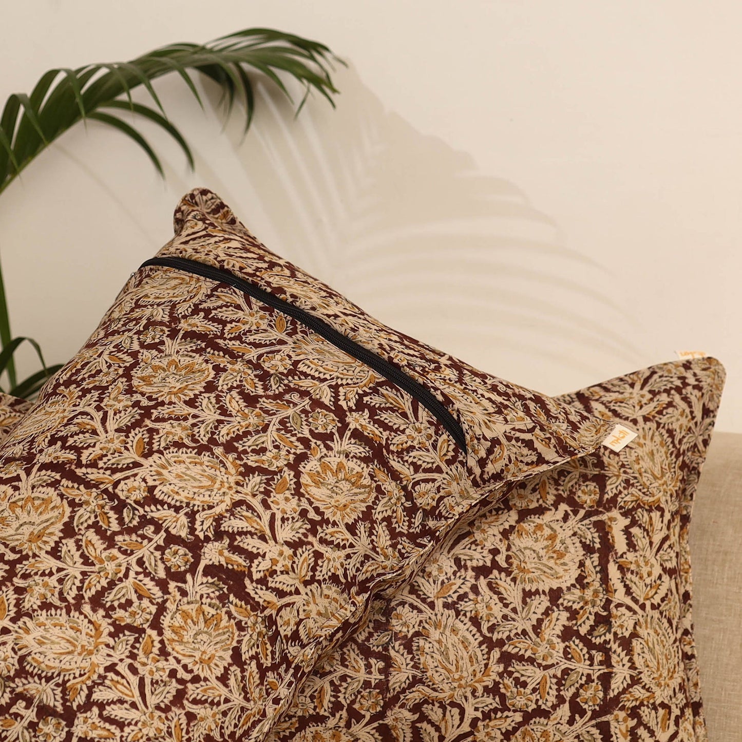 Maroon - set of 2 kalamkari hand pillow covers 38