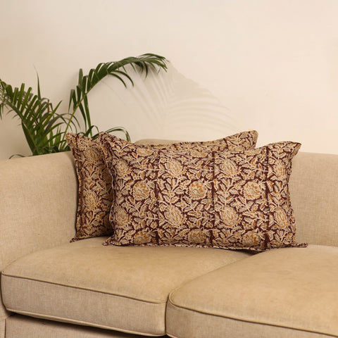 Maroon - set of 2 kalamkari hand pillow covers 38