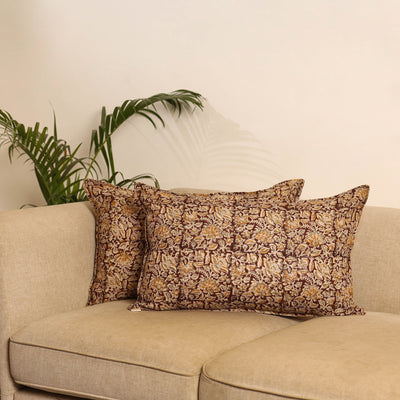 Maroon - set of 2 kalamkari hand pillow covers 47