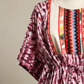 Maroon - shibori jacquard mosaic fusion cotton kaftan