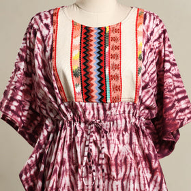 Maroon - shibori jacquard mosaic fusion cotton kaftan