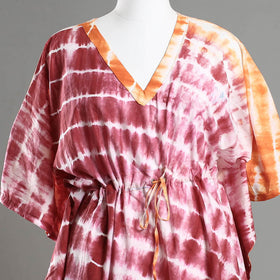  Shibori Tie-Dye Cotton Kaftan with Tie-Up Waist (Medium) 