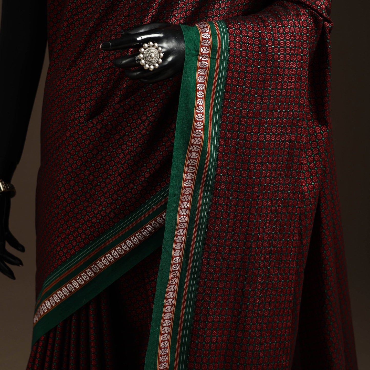 Silk cotton khun saree with chikki paras border 44