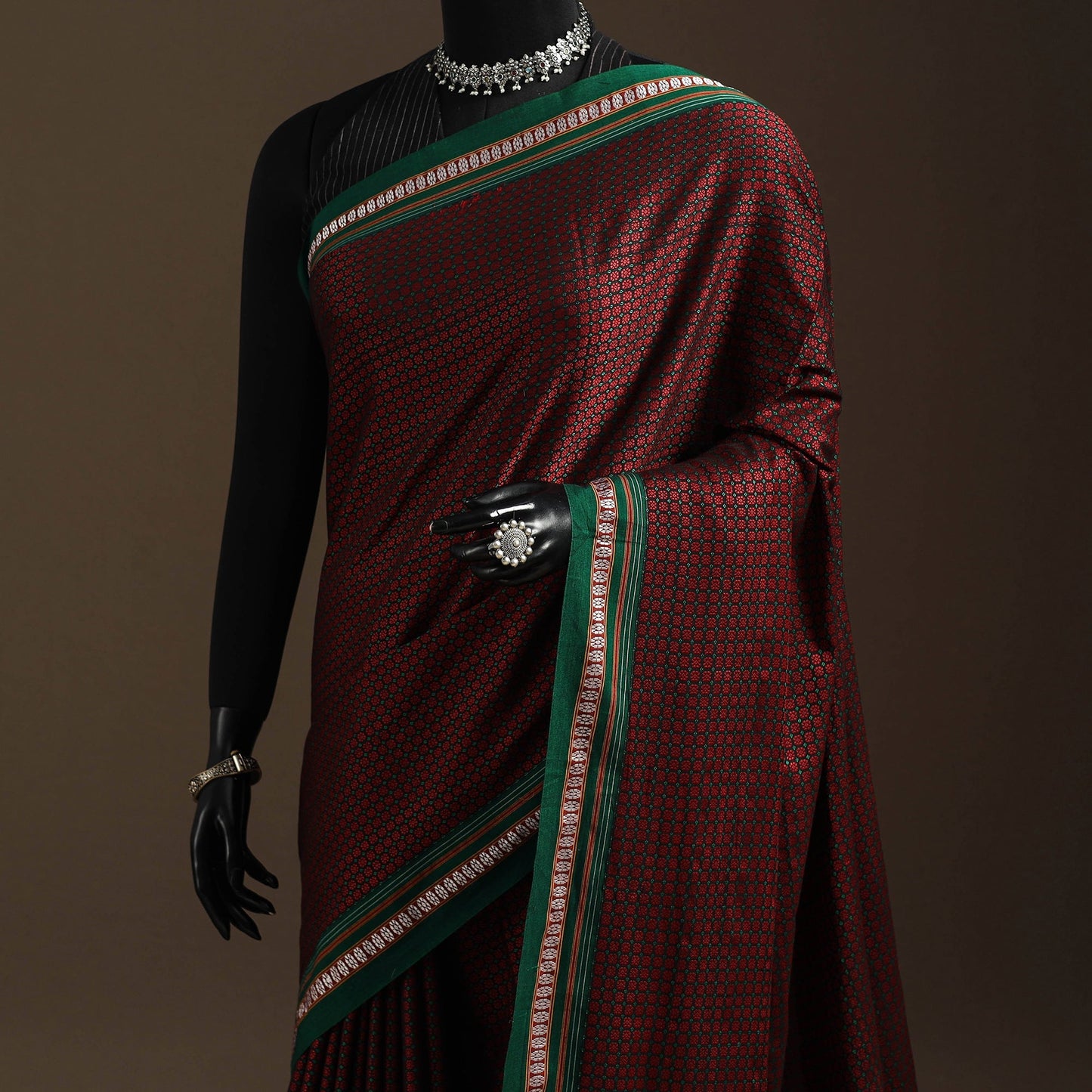 Silk cotton khun saree with chikki paras border 44