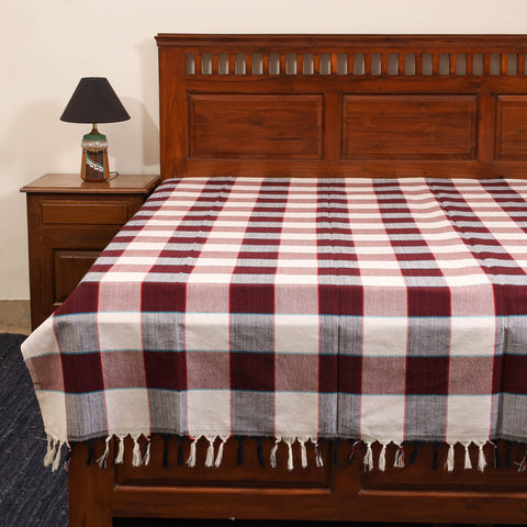 Maroon - single handloom cotton bed sheet (90 x 60 in) 110