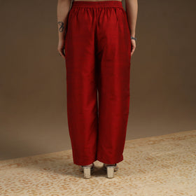 Maroon Slub Silk Plain Palazzo Pant 