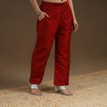 Maroon Slub Silk Plain Palazzo Pant 