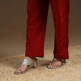 Maroon Slub Silk Plain Palazzo Pant 