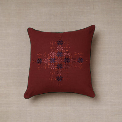 Maroon Soof Embroidery Cotton Cushion Cover