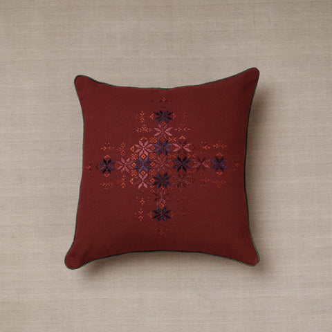 Maroon Soof Embroidery Cotton Cushion Cover