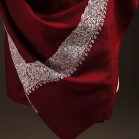 Maroon - sozni hand embroidery merino wool handwoven
